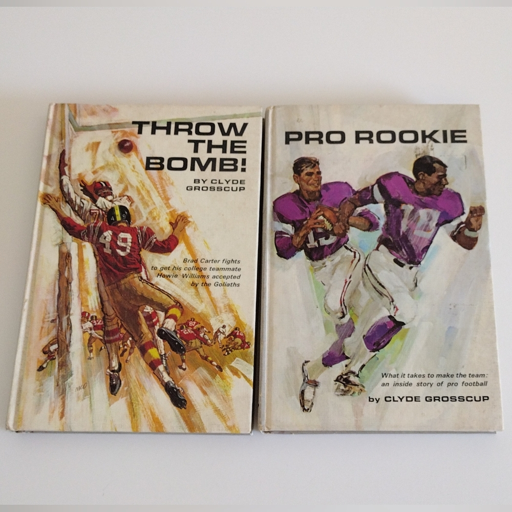 Throw the Bomb! & Pro Rookie by Clyde Grosscup 1960s Football Children's Books